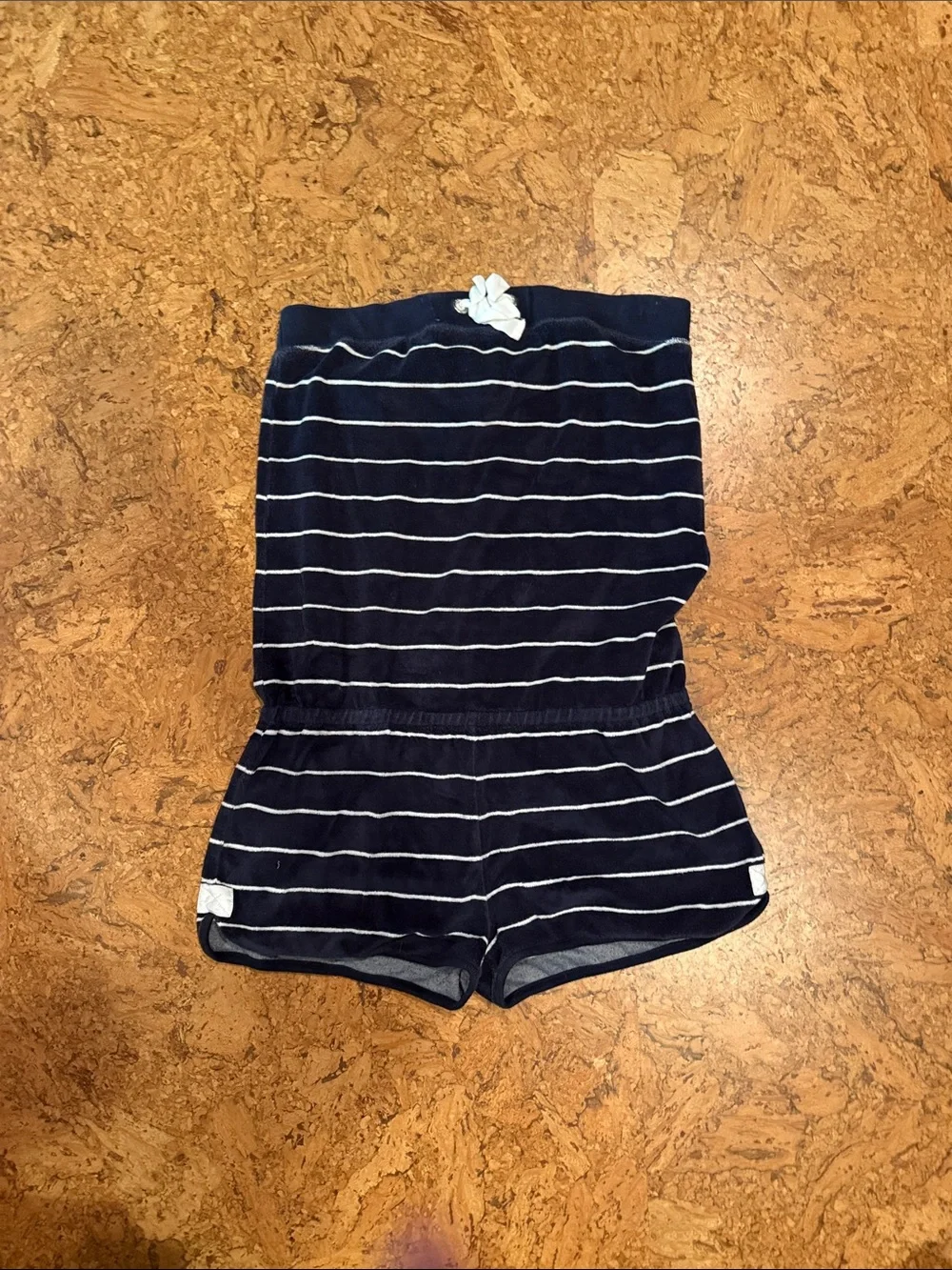 Ralph Lauren Navy & White Striped Knit/Terry Romper
